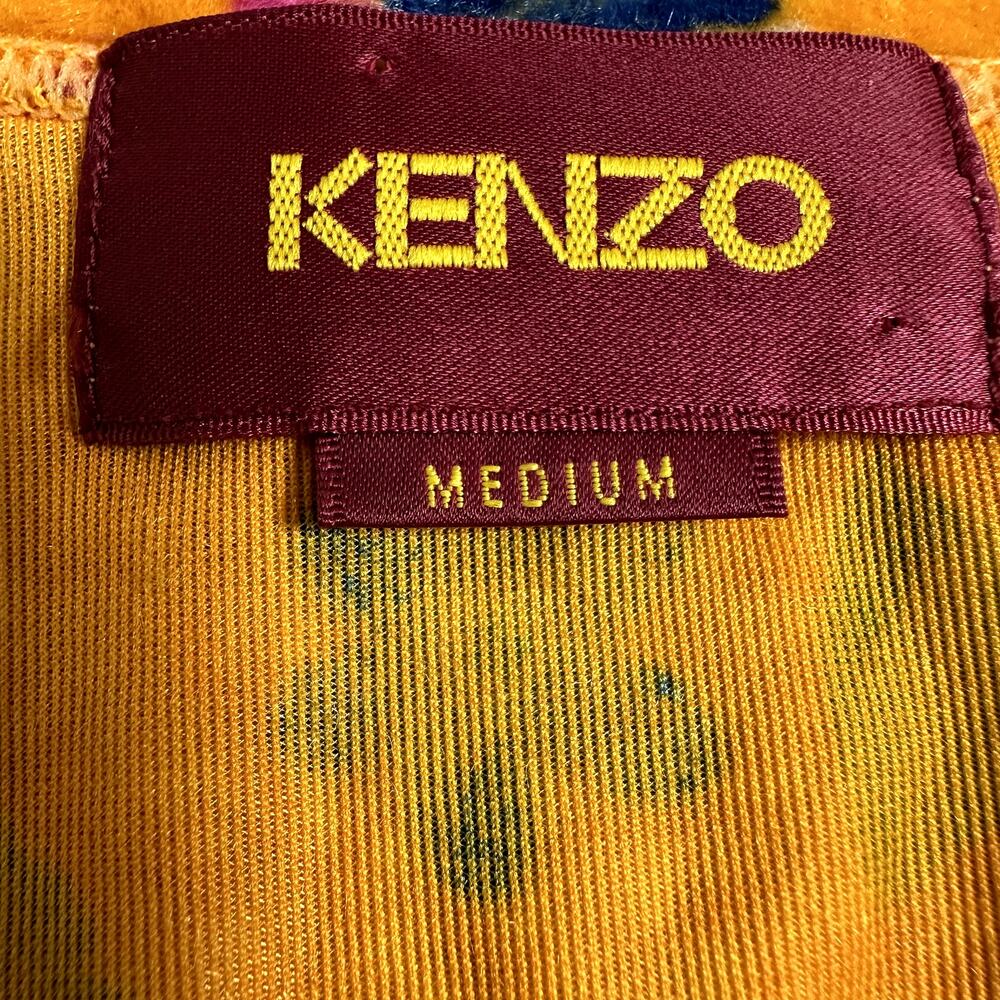 Vintage 90s Y2K Kenzo Floral Crushed Velvet Maxi Dress Yellow Japan Made Sz M - Picture 4 of 12